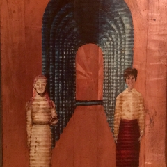 Antique smile Statue and Buddhist Nun Guard the Light